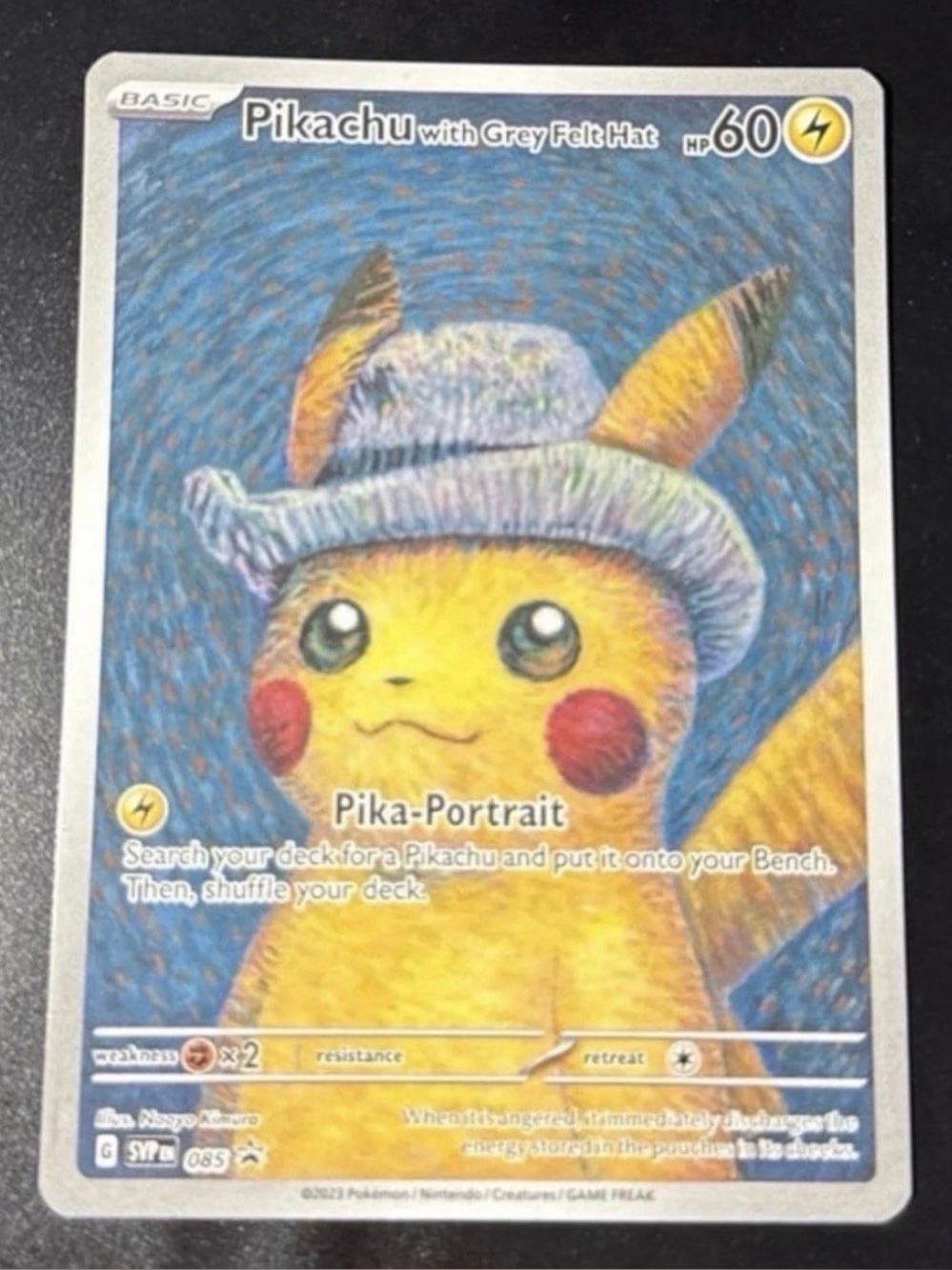 Pikachu With Grey Felt Hat 85 Van Gogh SV Promo 2023 released 3 indentations NM